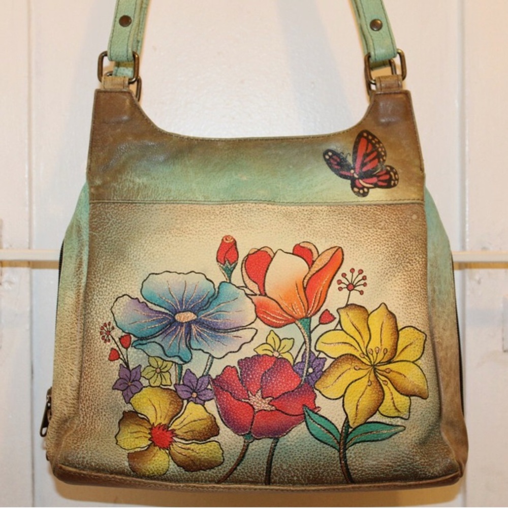 Anushka Handpainted Genuine Leather Floral Print Women's Bag